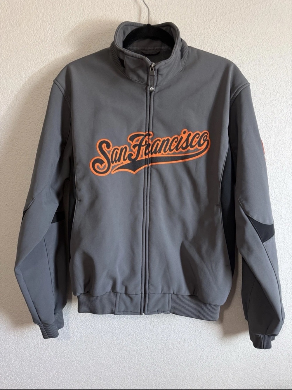 Majestic San Francisco Script Windbreaker - Gray & Orange